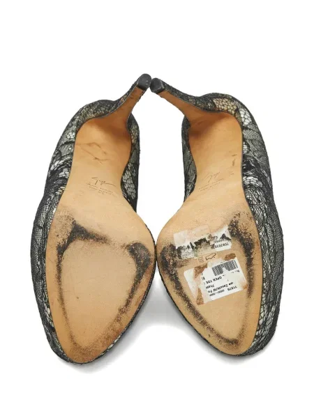 Полуотворени обувки Giuseppe Zanotti на платформе с дантела черно