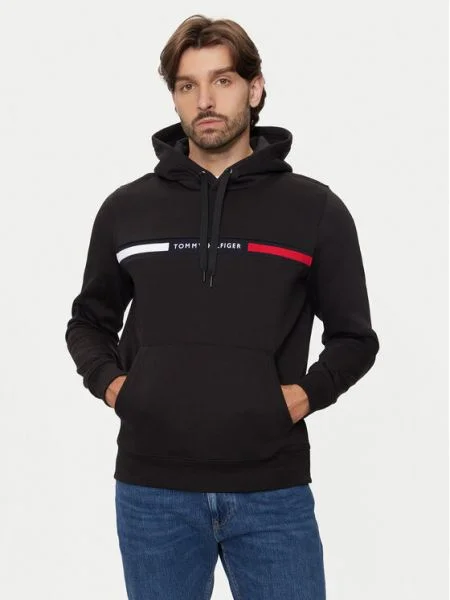 Tommy Hilfiger mikina s kapucňou pánska s bavlnou čierna