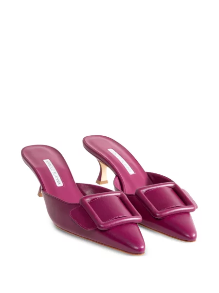 Papuci tip mules Manolo Blahnik cu cataramă violet