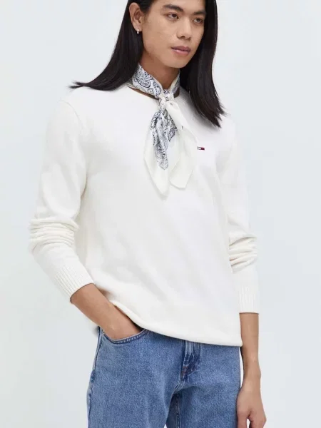 Пуловер Tommy Jeans бяло