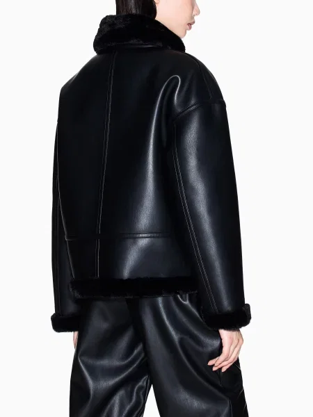 Кожаная куртка Armani Exchange черная