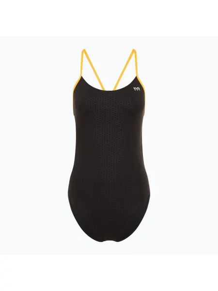 Jednodílné plavky TYR Hexa Cutoutfit black/gold černé