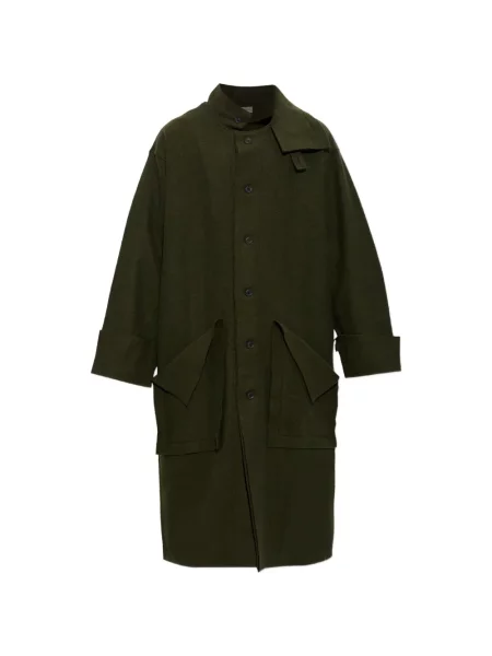 Palton Yohji Yamamoto cu guler de stand-up verde