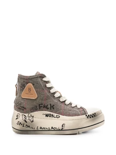 Sneakerși R13 în carouri cu imagine maro