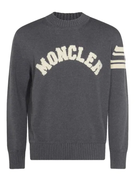 Pulover Moncler cu broderie cu dungi gri