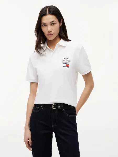 TOMMY HILFIGER Tričko červená / čierna biela