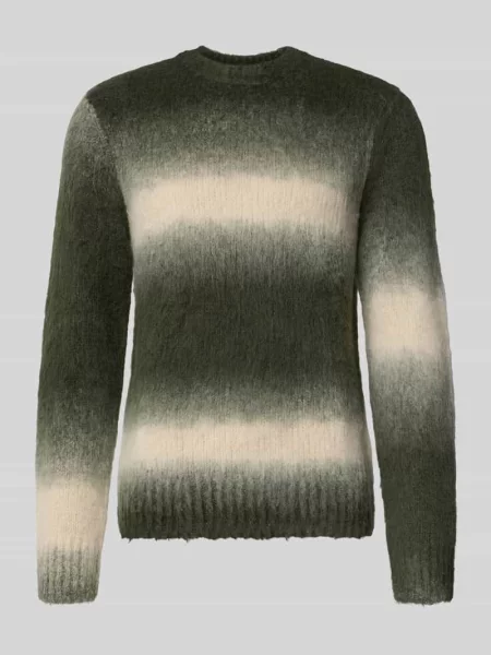 Sweter z dzianiny z prążkowanymi wykończeniami model ‘FABIO’ Samsoe Samsoe zielony