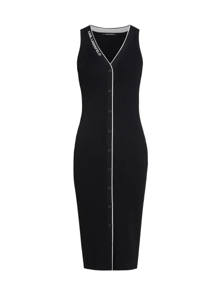 Karl Lagerfeld Rochie tricotat Strickkleid mit Logo negru