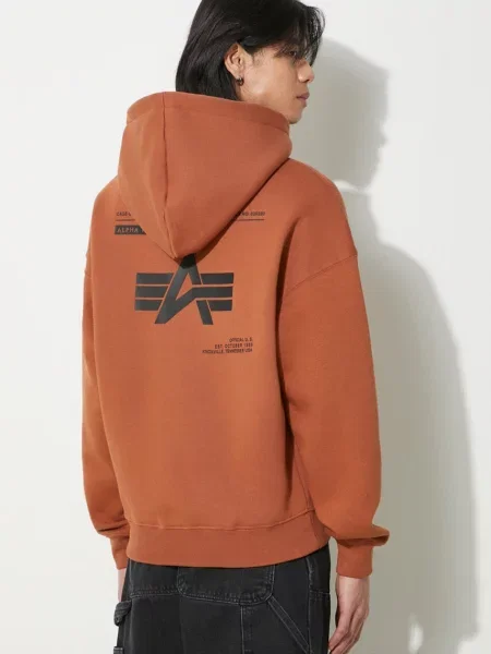 Alpha Industries Μπλούζα Logo BP Hoody καφέ