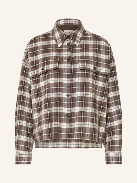 Weekend Max Mara Flanelová Košilová Halenka Berlina hnědá / tmavě hnědá bílá