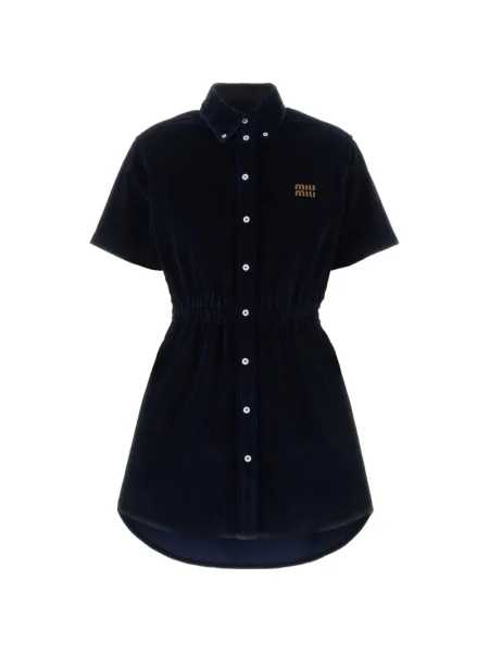 Mała sukienka mini Miu Miu sztruksowa garniturowa niebieska