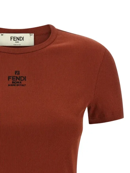 Top Fendi cu broderie maro