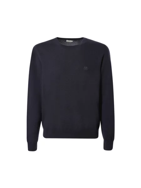 Sweter Etro wełniany z logo niebieski
