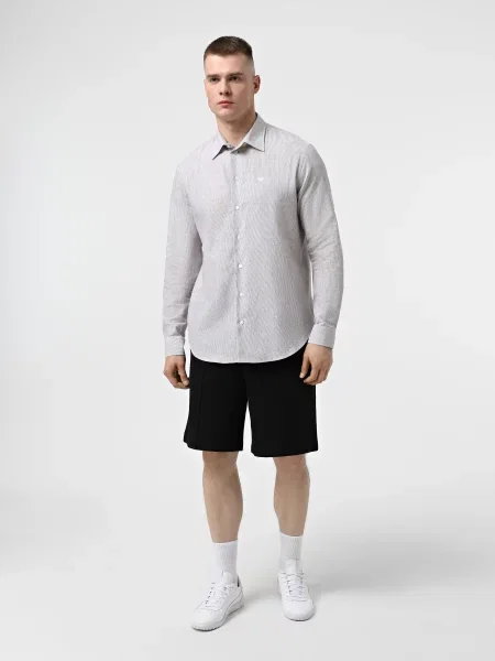 Сорочка Emporio Armani льон/бавовна коричневий