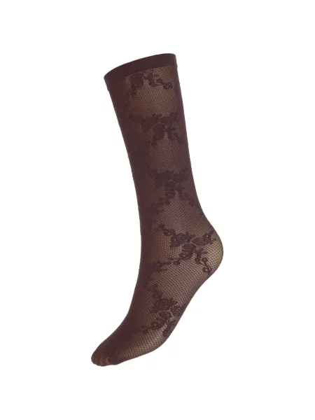 Șosete Wolford cu model floral din dantelă maro