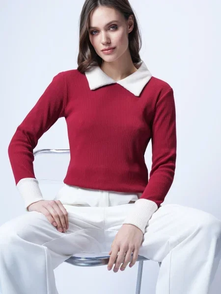 Trend Alaçatı Stili Tricou roșu alb