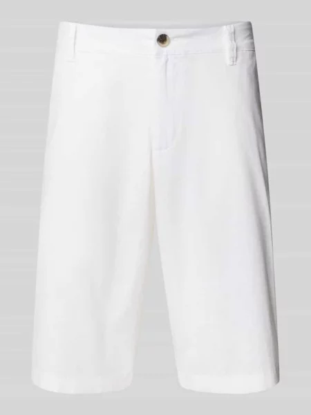 Szorty chinosy o kroju relaxed fit z mieszanki lnu i bawełny Tom Tailor Denim białe