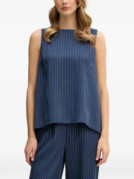 Top Sisley cu volane albastru