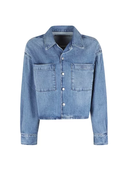 Krótka koszula Alexander Wang z długim rękawem niebieska