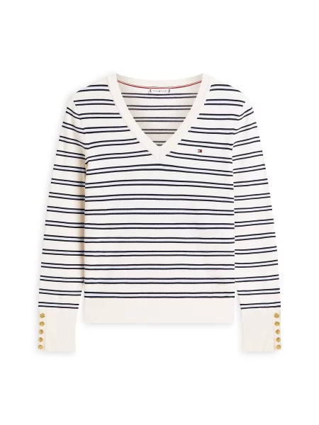 TOMMY HILFIGER Pulover negru / murdar alb