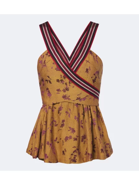 Top Dries Van Noten cu model floral galben