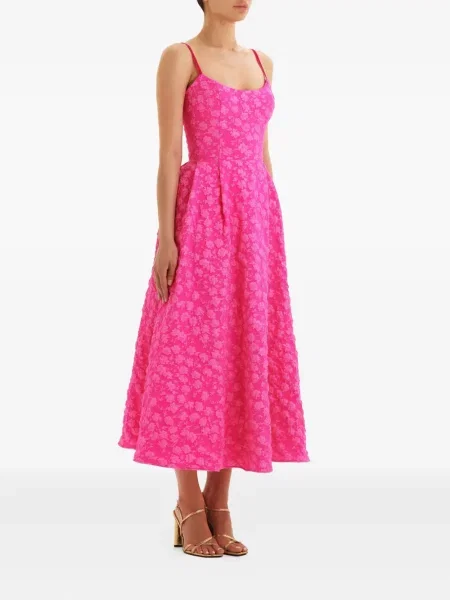 Rochie midi Post Meridiem din jacard până la genunchi de costum roz