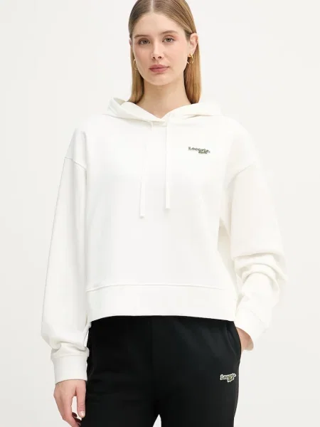 Lacoste mikina s kapucí s bavlnou béžová