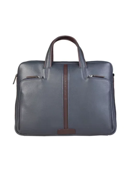 Torba na laptopa Piquadro skórzana niebieska