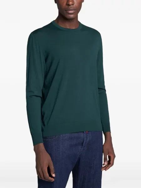 Pulover Kiton de lână cu decolteu rotund verde