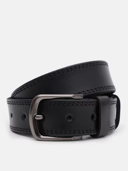 Кожаный ремень Borsa Leather с ремешками черный