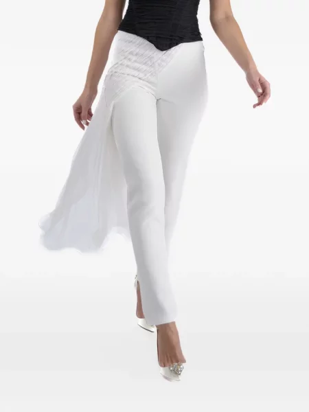Pantaloni Monarh de mătase alb