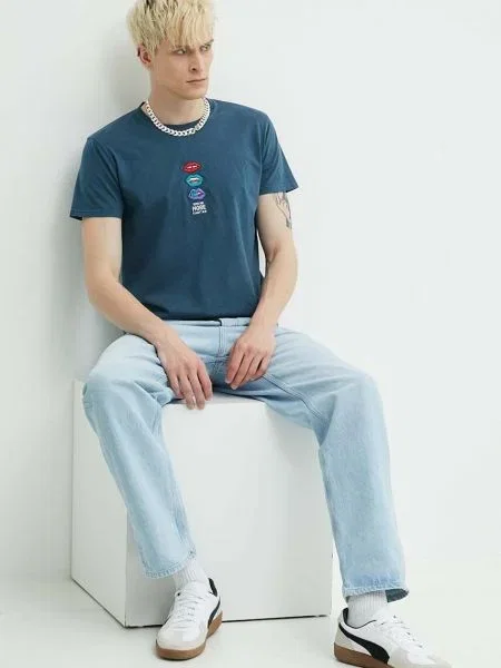 Férfi Kaotiko Washed Mouth Colors póló navy. Méret: S sötétkék