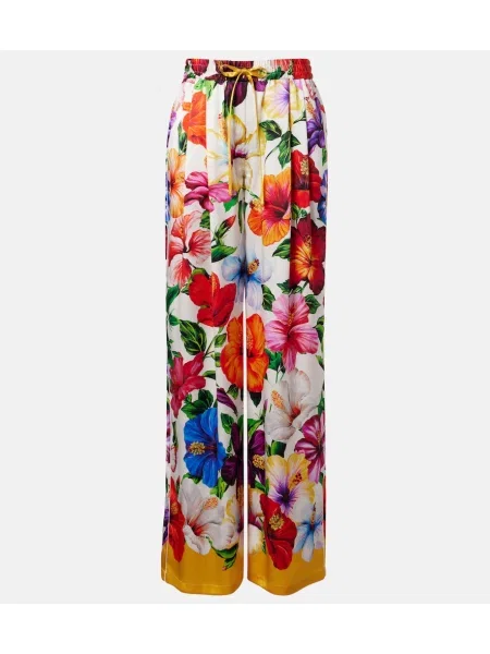 Pantaloni palazzo Dolce&gabbana din satin cu model floral
