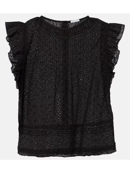 Top Poupette St Barth cu volane negru