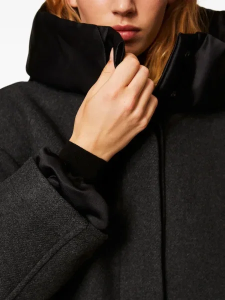 Palton Twinset cu glugă negru
