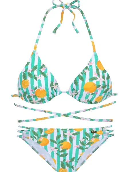 BUFFALO Costum de baie două piese verde mentă / verde jad / portocaliu mandarină / murdar alb
