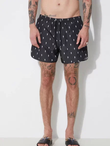 Neil Barrett pantaloni scurti de baie All-Over Micro Bolts negru