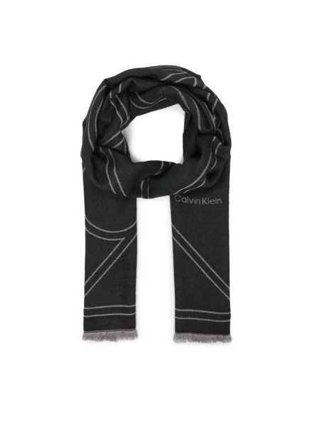 Calvin Klein Шал Emblem Repeat Lw Shawl W Fringes черен