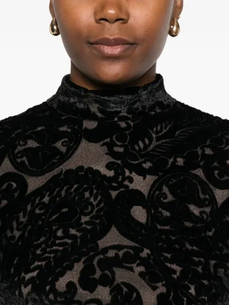 Rochie Etro de catifea cu model paisley de costum negru
