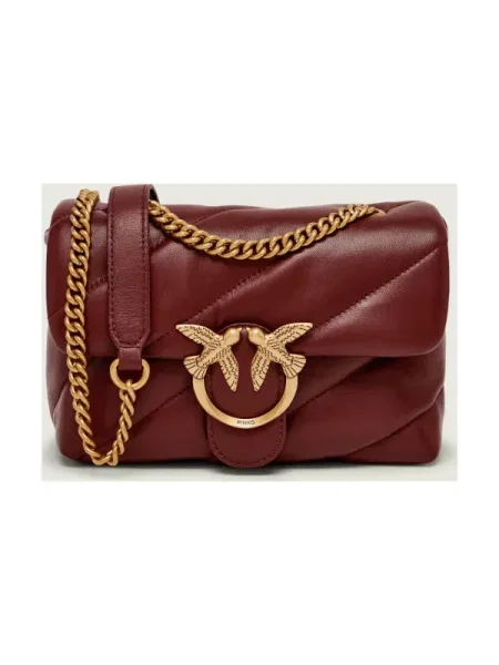 Pinko De piele geantă pe umăr LOVE PUFF MINI bordo