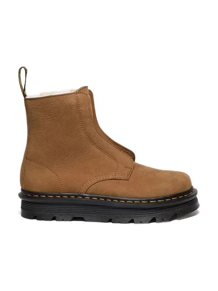Боти от набук Dr. Martens ZebZag Lace Less Warm Lined кафяво