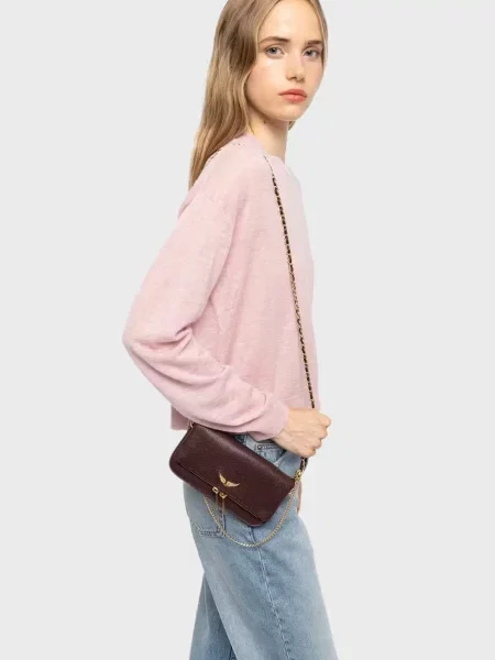 Кожаный клатч Zadig&voltaire фиолетовый
