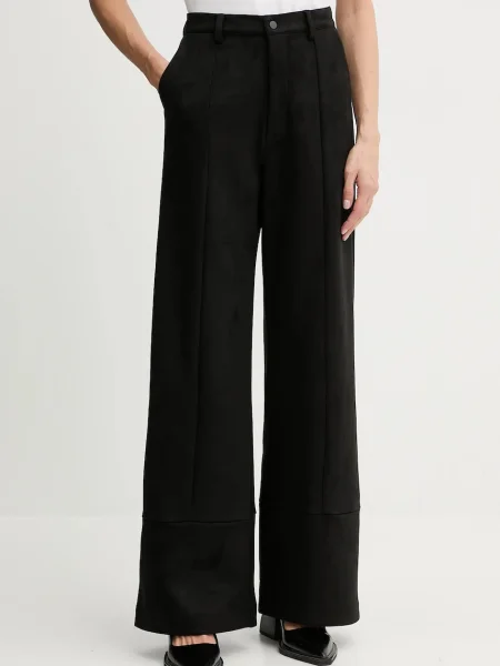 Bardot pantaloni evazați high waist negru