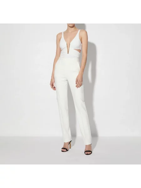 Lekki top Elisabetta Franchi z dżerseju beżowy