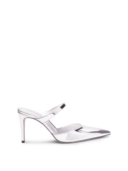 Klapki mules Stuart Weitzman skórzane szare