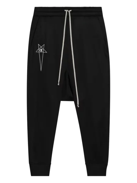 Stahovací šňůrka kalhoty se stahovací šňůrkou Rick Owens X Champion s výšivkou černý