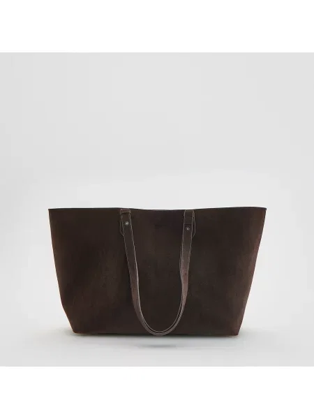 Reserved Művelúr shopper táska sötétbarna