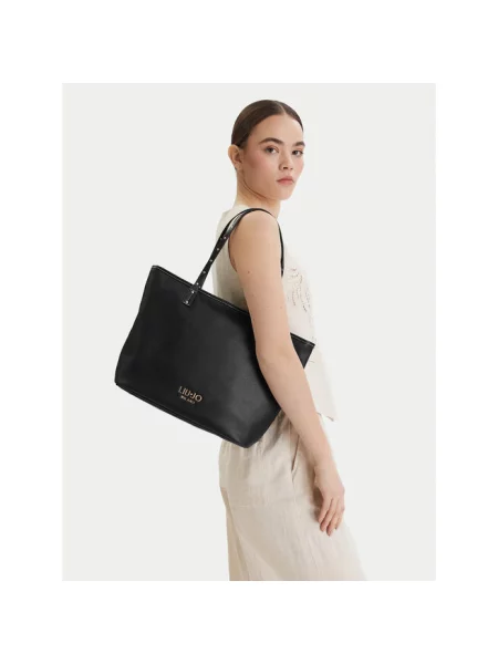 Torba tote z aplikacją z logo model ‘Evrim’ Liu Jo White czarna