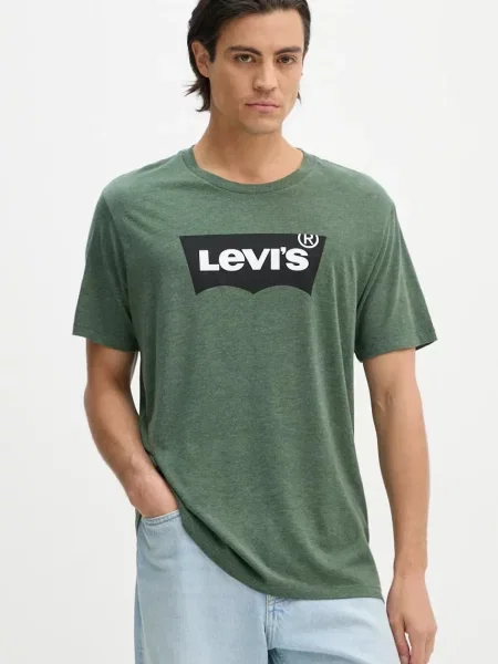 Levi's majica za muškarce od pamuka GRAPHIC CREWNECK zelena