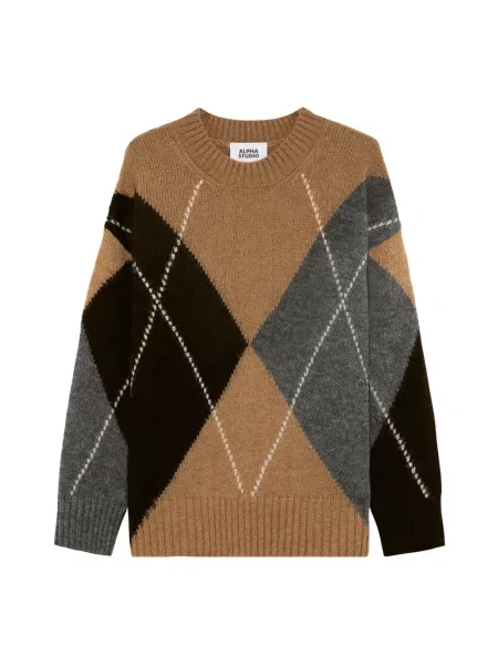 Sweter Alpha Studio wełniany brązowy